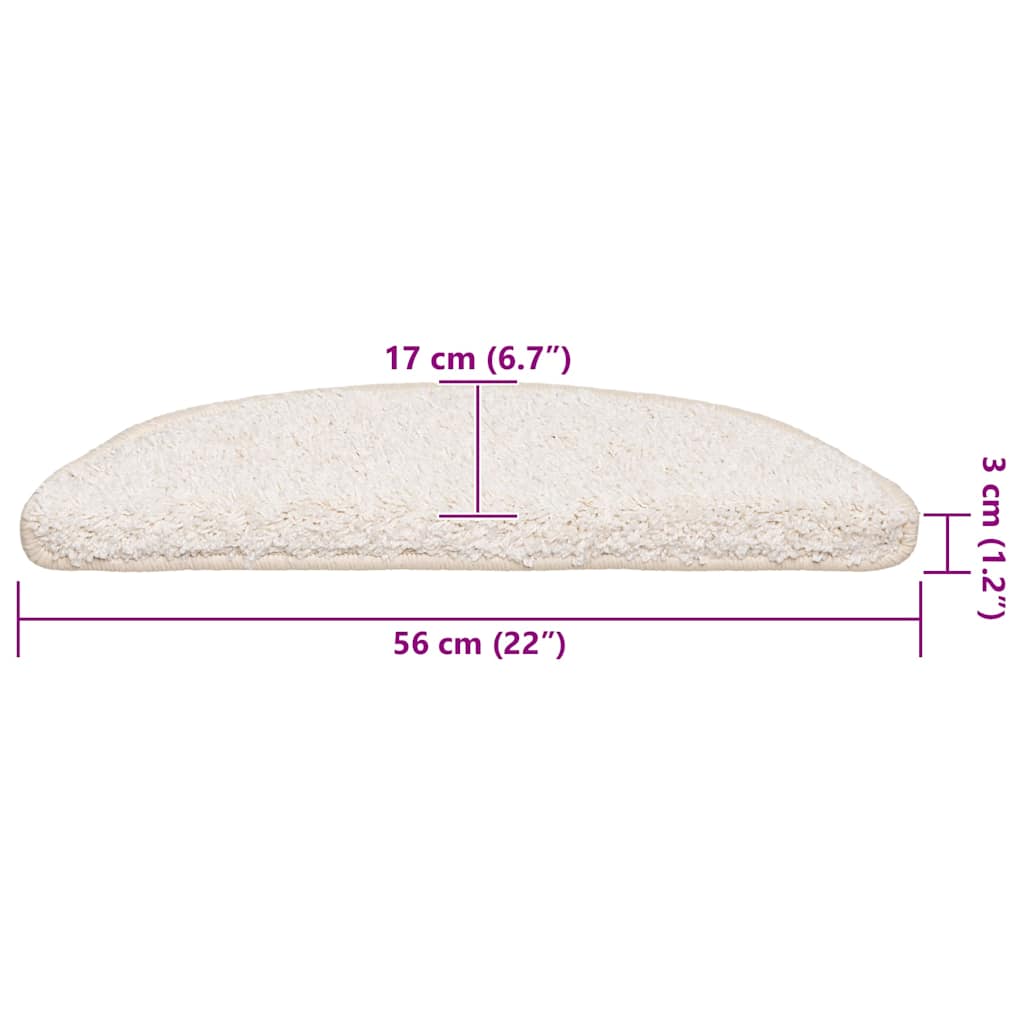Tapis de marche d'escalier 20 pcs. 56x17x3 cm Blanc Demi-rond
