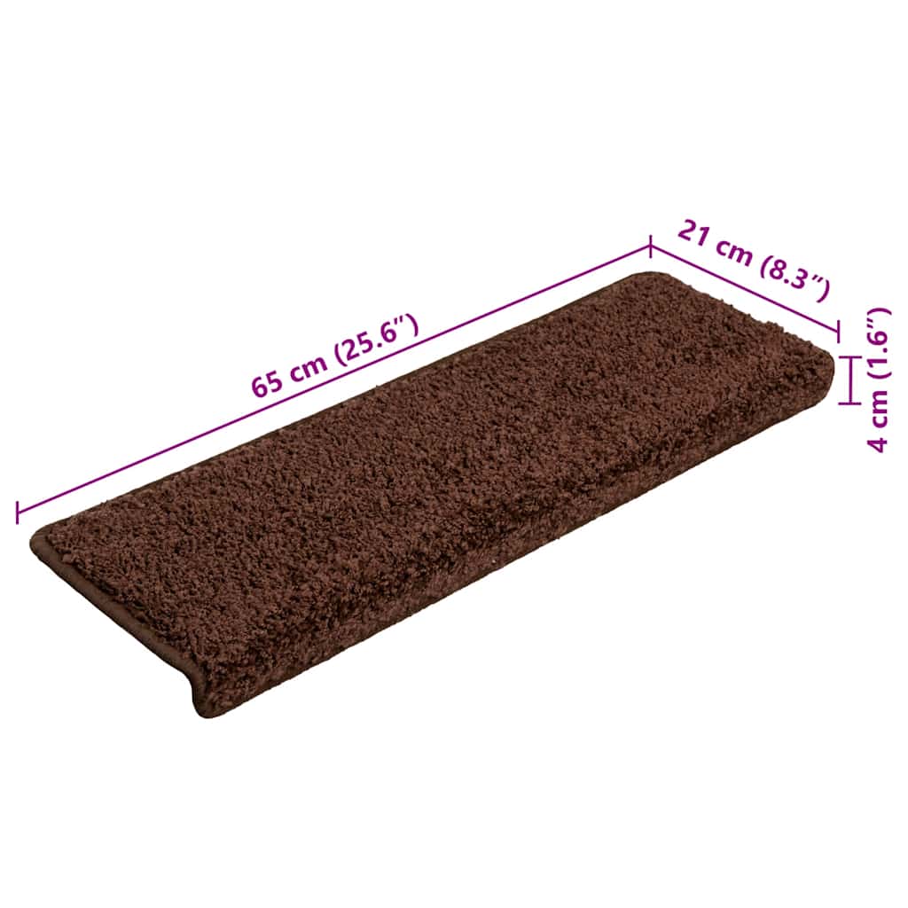 Tapis de marche d'escalier 20 pces 65x21x4 cm Marron Bord rectangulaire