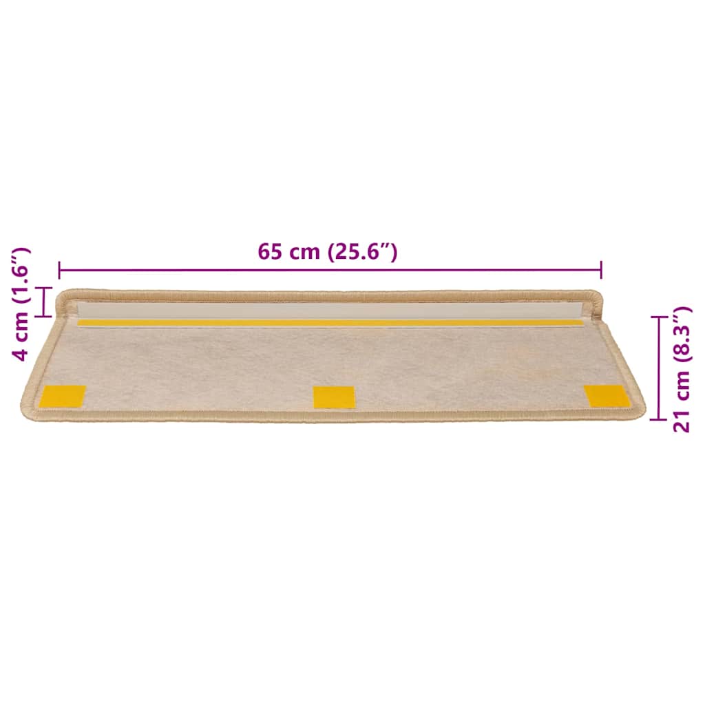 Marches d'escalier autocollantes aspect sisal 30 p. 65x21x4cm