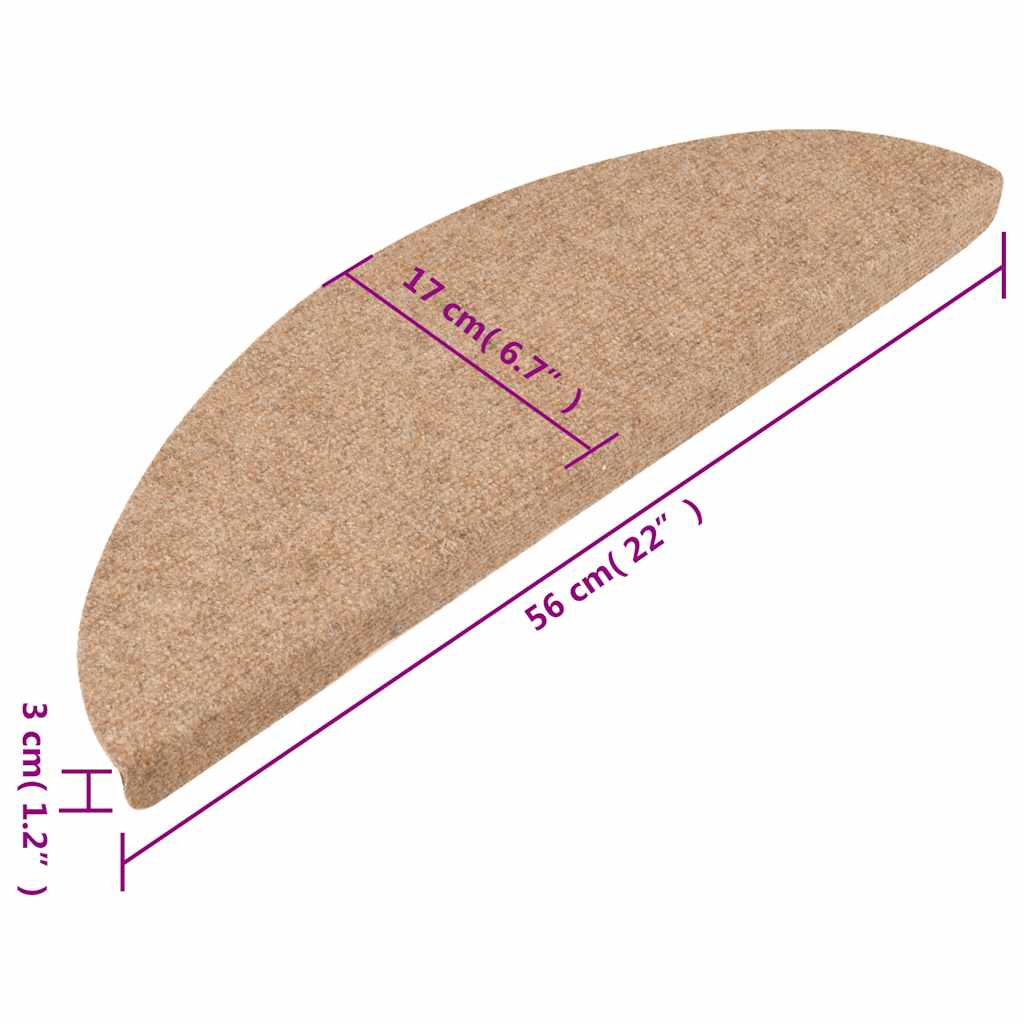 Stufenmatten Selbstklebend 20 Stk. Beige 56x17x3 cm