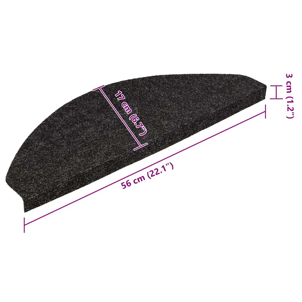 Stair Mats Self-Adhesive 30 pcs. Black 56x17x3 cm