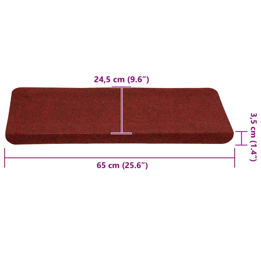 Marches d'escalier auto-adhésives 30 pièces Rouge 65x24,5x3,5 cm