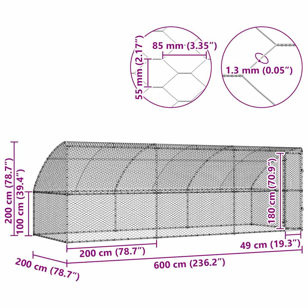Hundekäfig 3 pcs Silber 6 x 2 x 2 m Verzinkter Stahl
