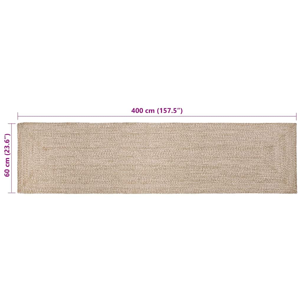 Tapis de zone Naturel et Blanc 60 x 400 cm Jute