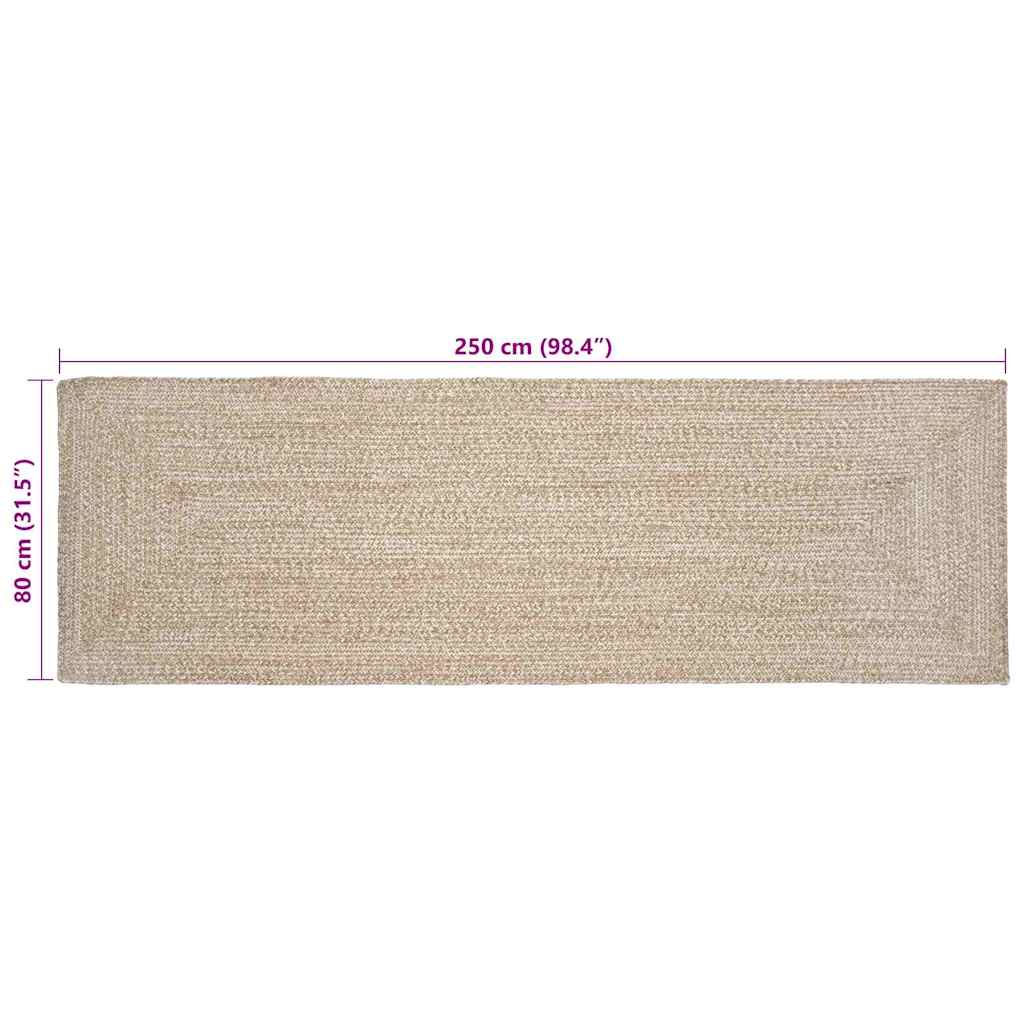 Bereichsteppiche Natürlich und Weiß 80 x 250 cm Jute