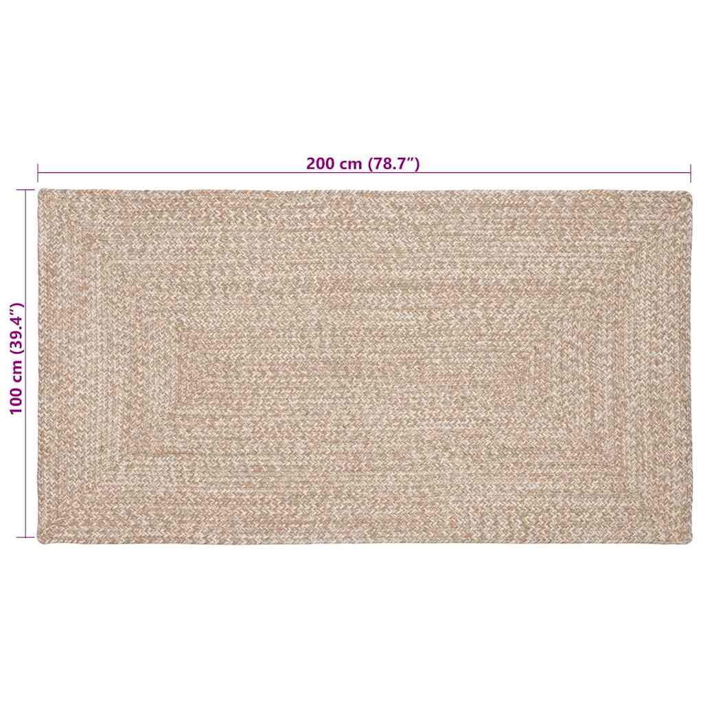 Bereichsteppiche Natürlich und Weiß 100 x 200 cm Jute