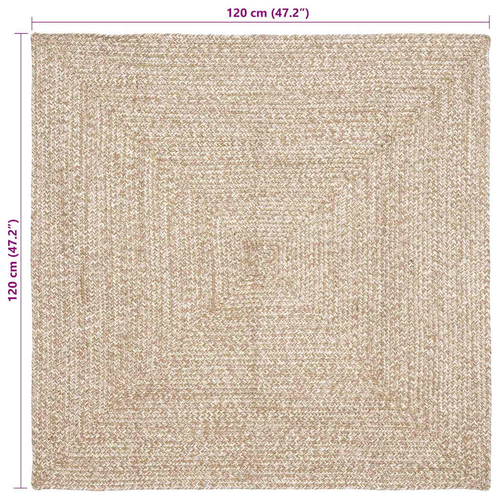 Bereichsteppiche Natürlich und Weiß 120 x 120 cm Jute