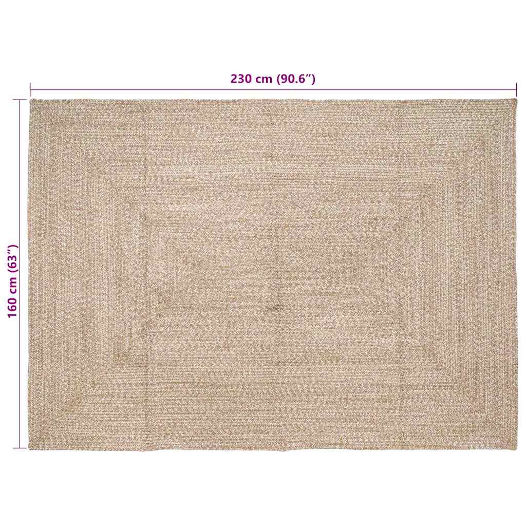 Natural and White Area Rug 160 x 230 cm Jute