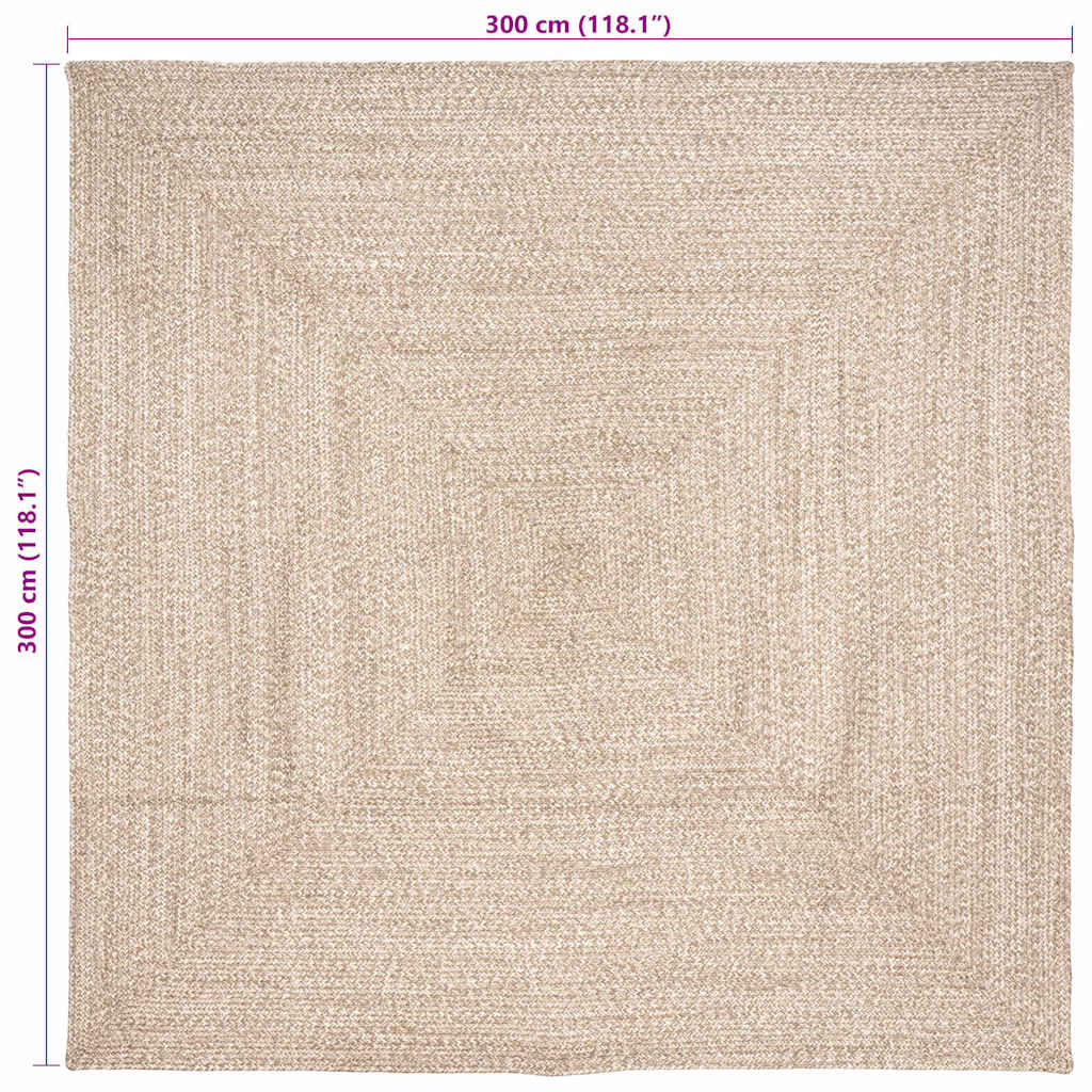Bereichsteppiche Natürlich und Weiß 300 x 300 cm Jute