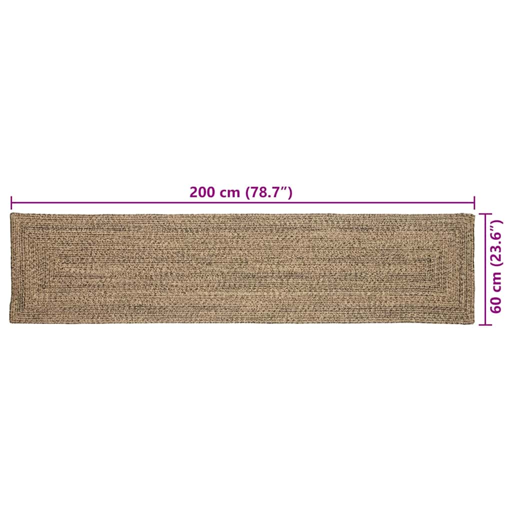 Bereichsteppiche Natürlich und Schwarz 60 x 200 cm Jute