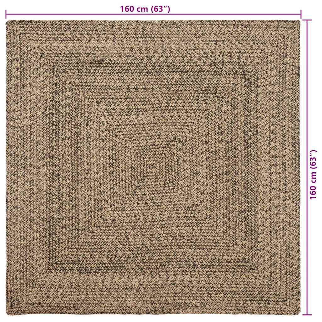Tapis de zone Naturel et Noir 160 x 160 cm Jute