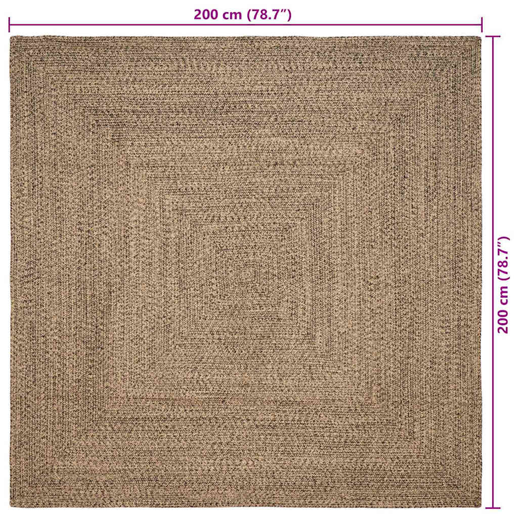 Area Rugs Natural and Black 200 x 200 cm Jute