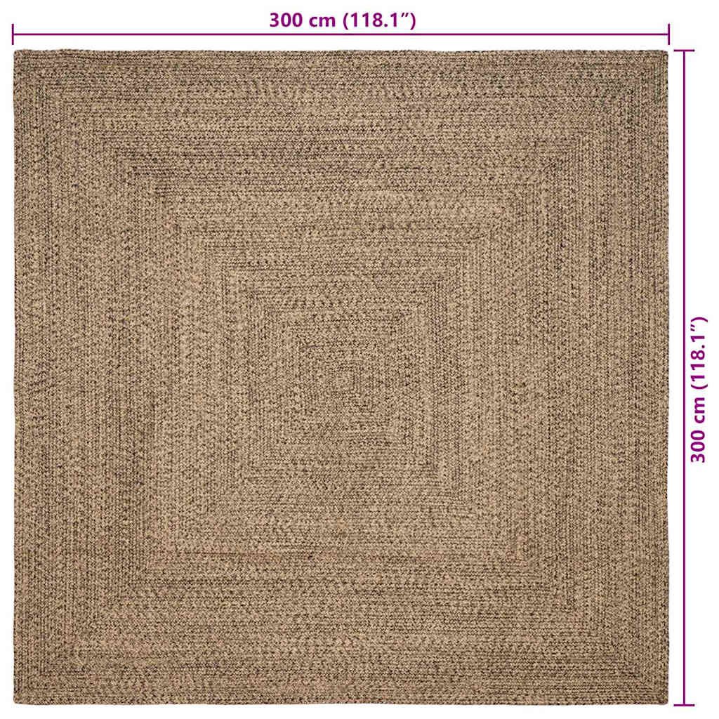 Tapis de zone Naturel et Noir 300 x 300 cm Jute