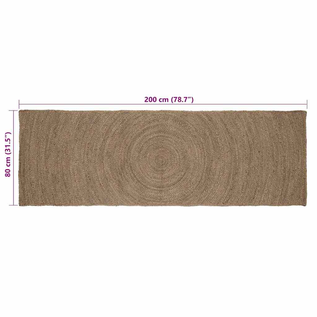 Area Rugs Rectangular Grey 80 x 200 cm Jute