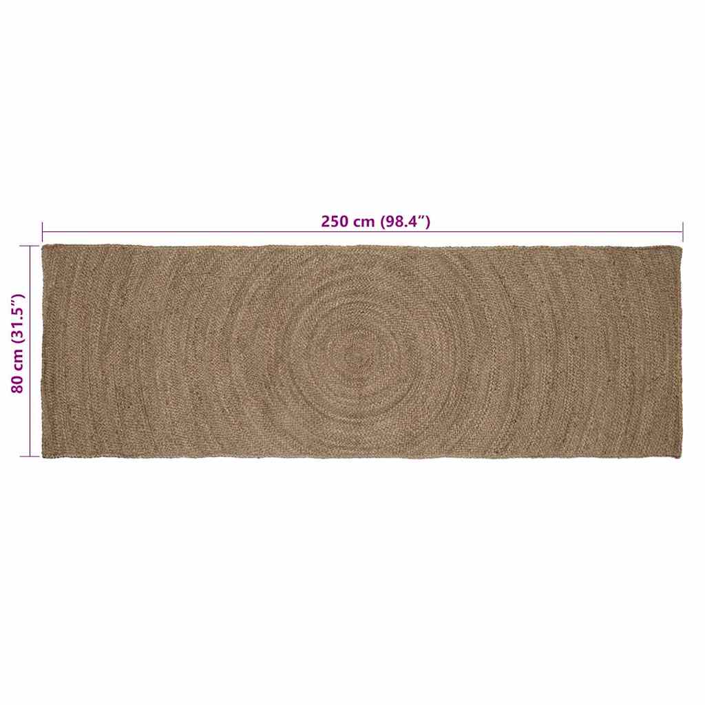 Tapis rectangulaires gris 80 x 250 cm Jute