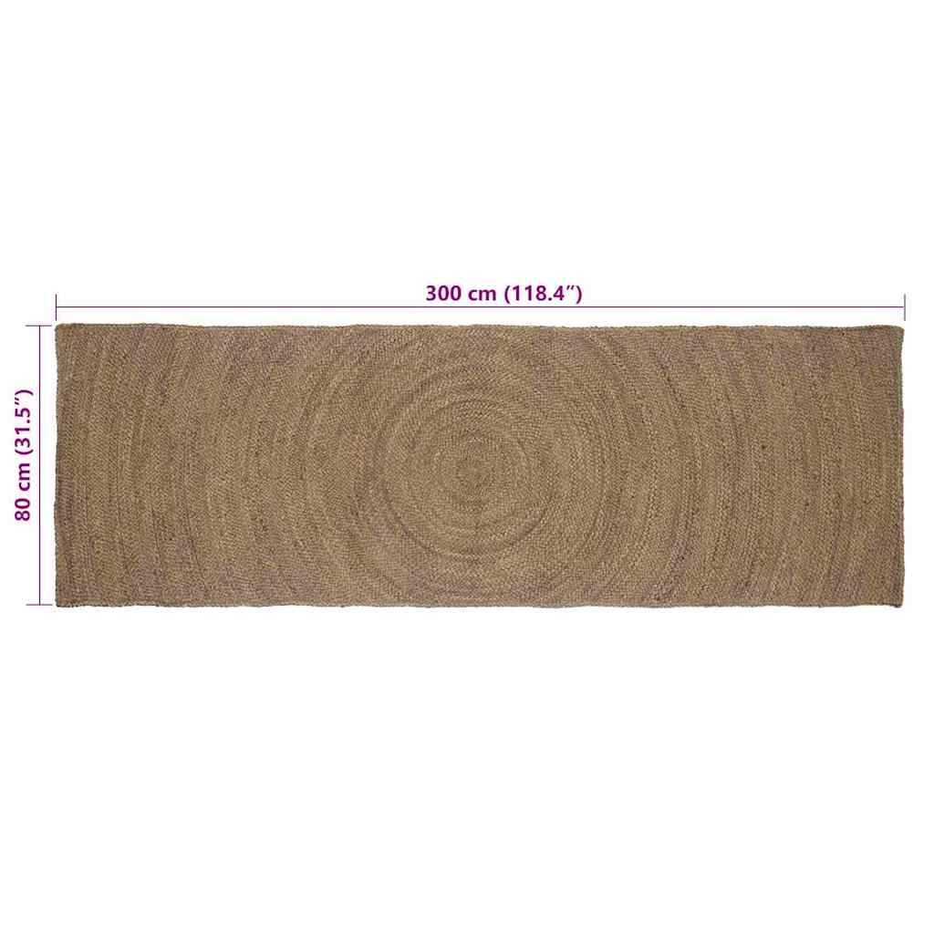 Tapis rectangulaires gris 80 x 300 cm jute