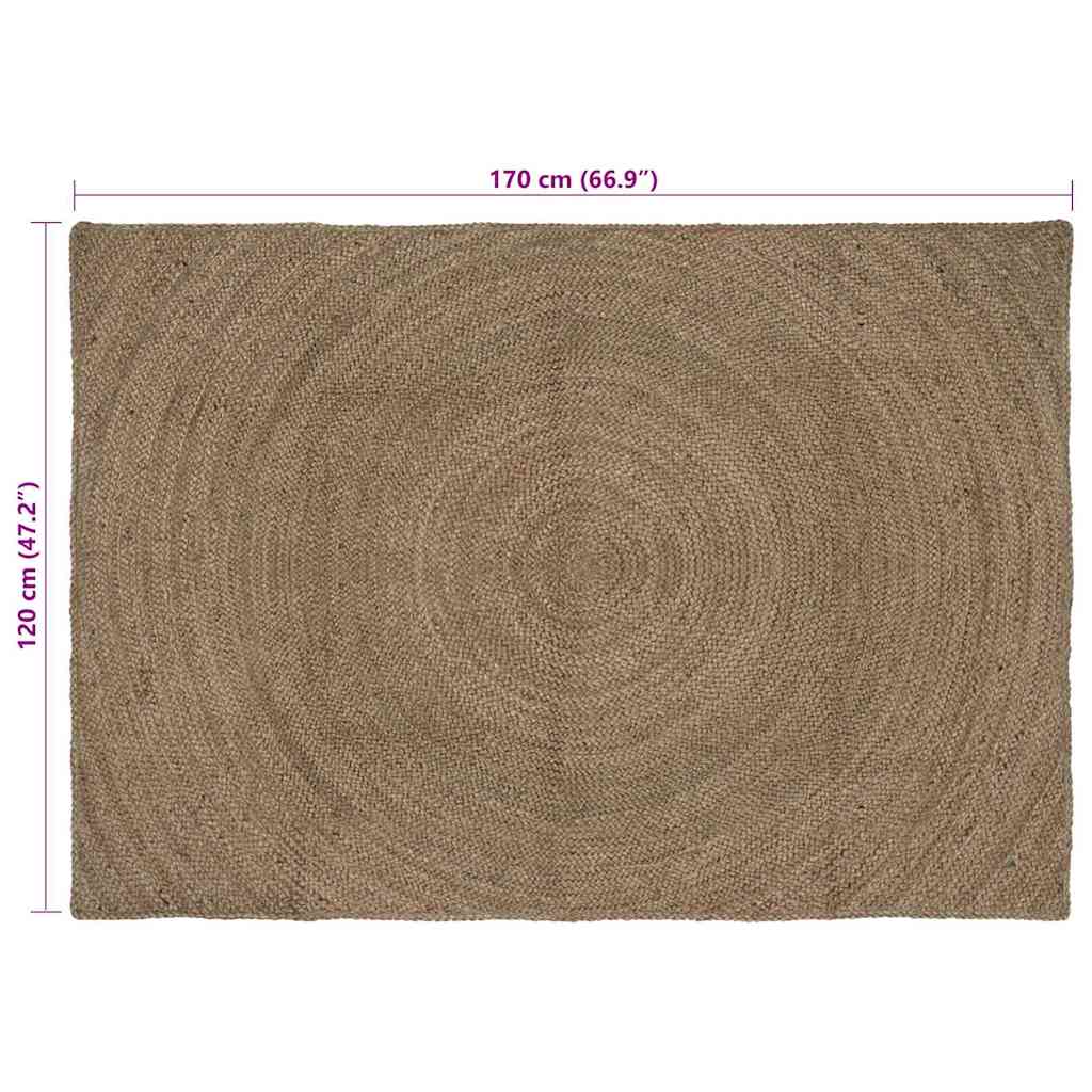 Area Rugs Rectangular Grey 120 x 170 cm Jute