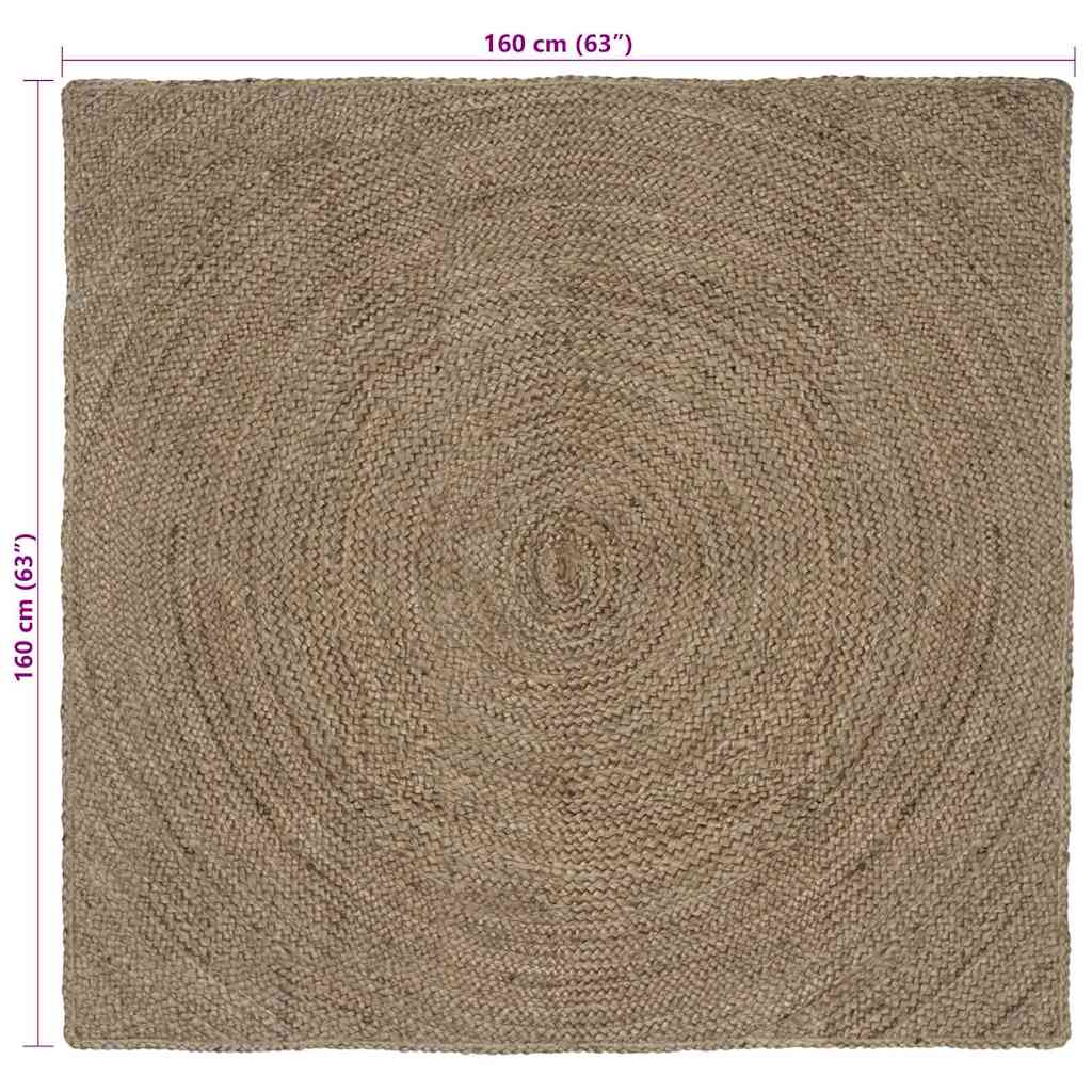 Bereichsteppiche Quadratisch Grau 160 x 160 cm Jute