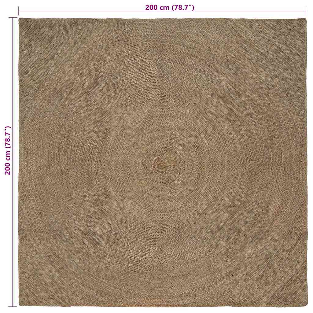 Bereichsteppiche Quadratisch Grau 200 x 200 cm Jute