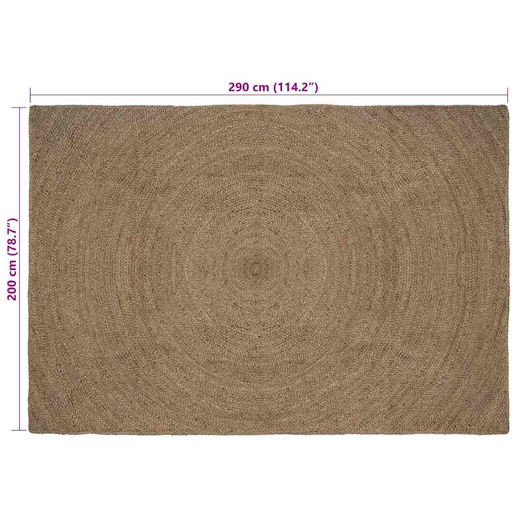 Tapis rectangulaire gris 200 x 290 cm jute