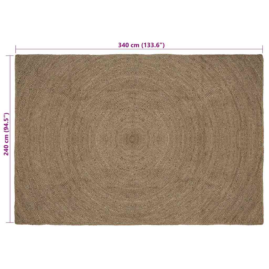 Area Rug Rectangular Grey 240 x 340 cm Jute