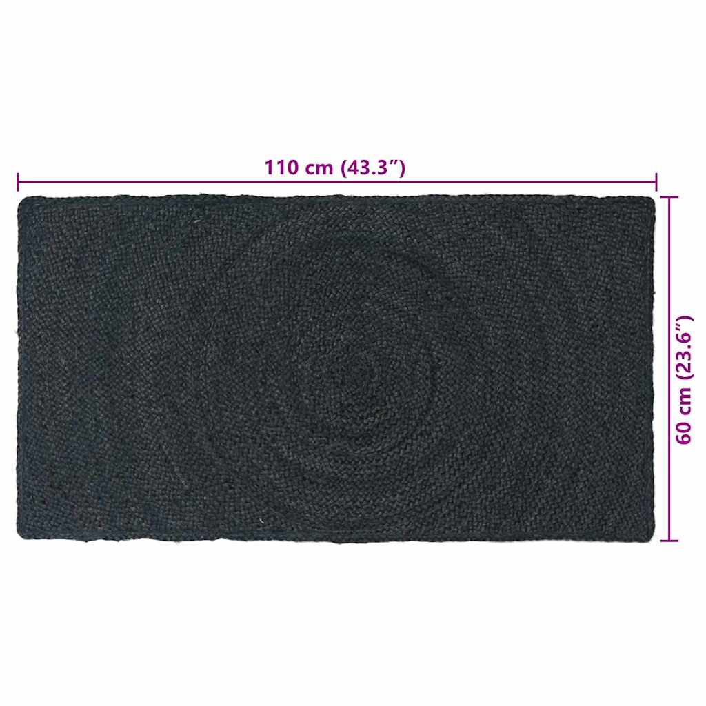 Tapis Zone Rectangulaire Gris foncé 60 x 110 cm Jute