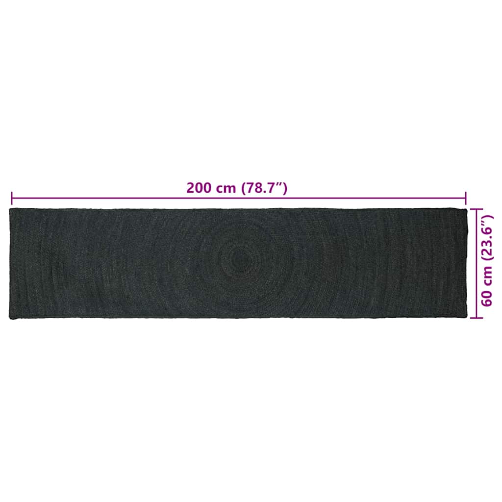 Area Rugs Rectangular Dark Grey 60 x 200 cm Jute