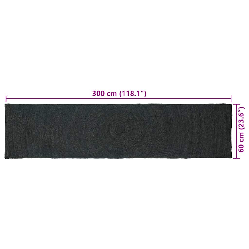 Tapis rectangulaires gris foncé 60 x 300 cm Jute