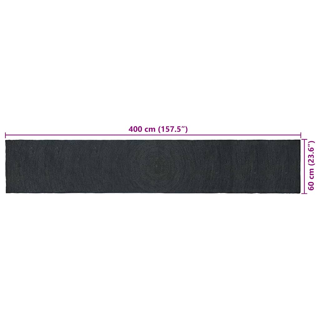 Area Rug Rectangular Dark Grey 60 x 400 cm Jute