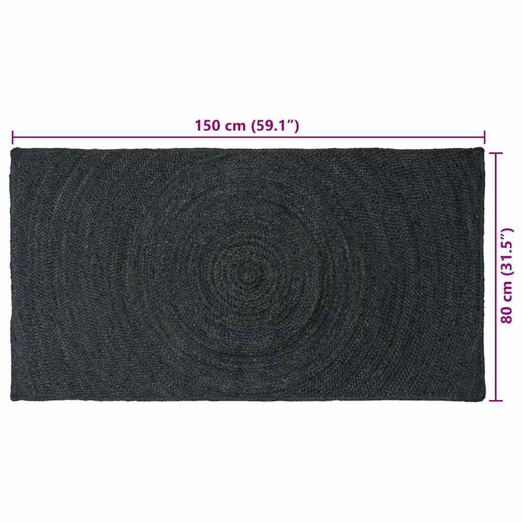 Area Rugs Rectangular Dark Grey 80 x 150 cm Jute