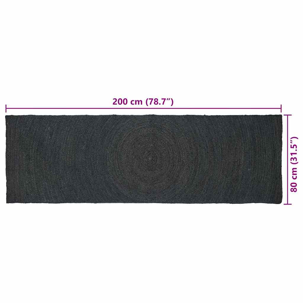 Area Rug Rectangular Dark Gray 80 x 200 cm Jute