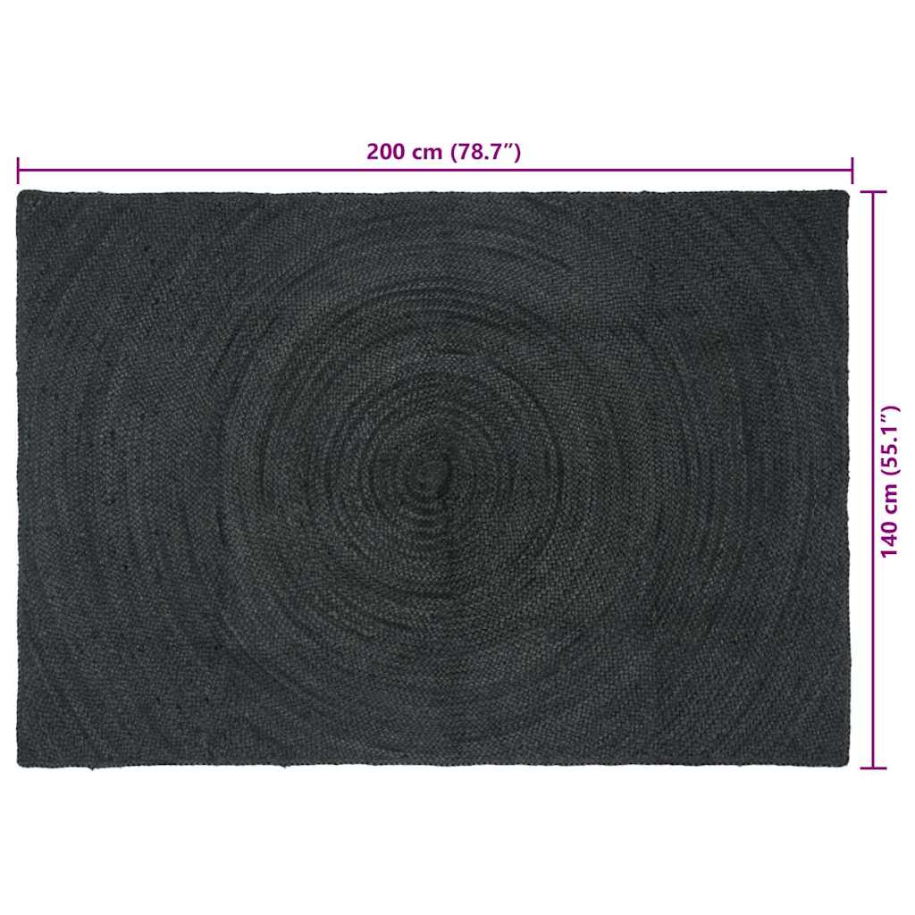 Tapis d'appoint Rectangulaire Gris foncé 140 x 200 cm Jute