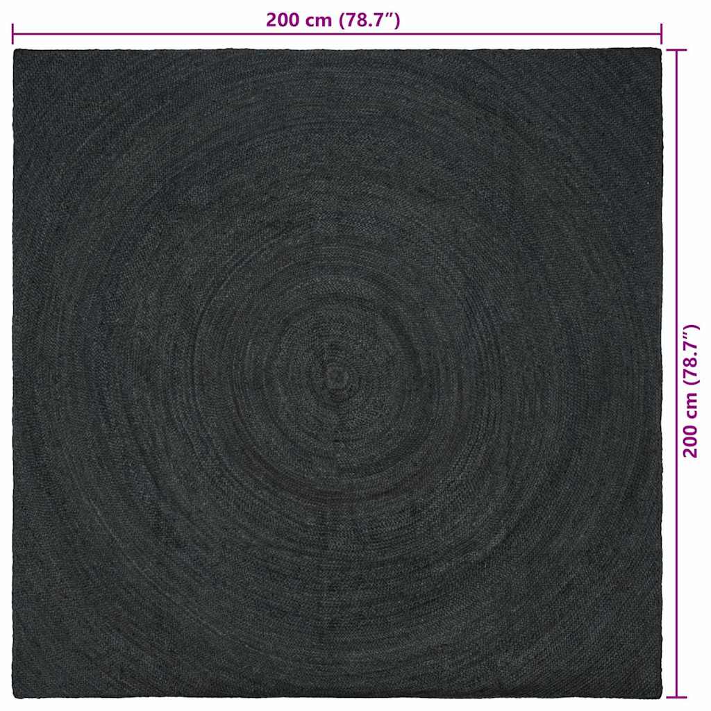 Tapis de salon Carré Gris foncé 200 x 200 cm Jute