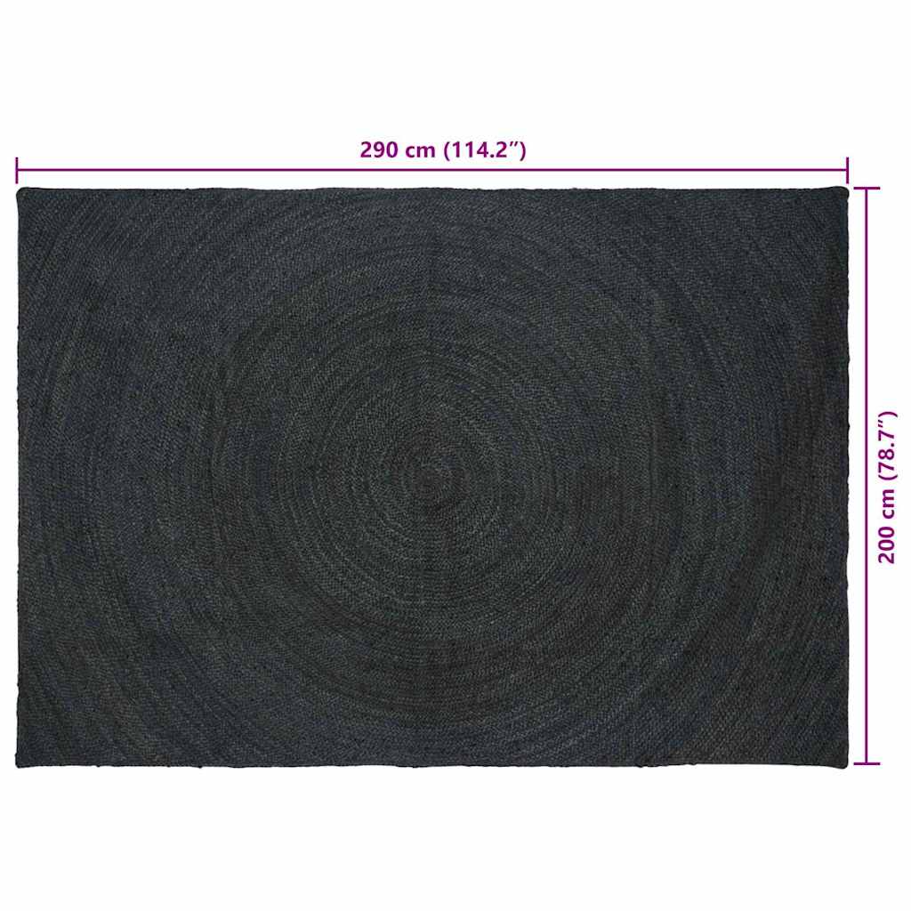 Tapis rectangulaire gris foncé 200 x 290 cm jute