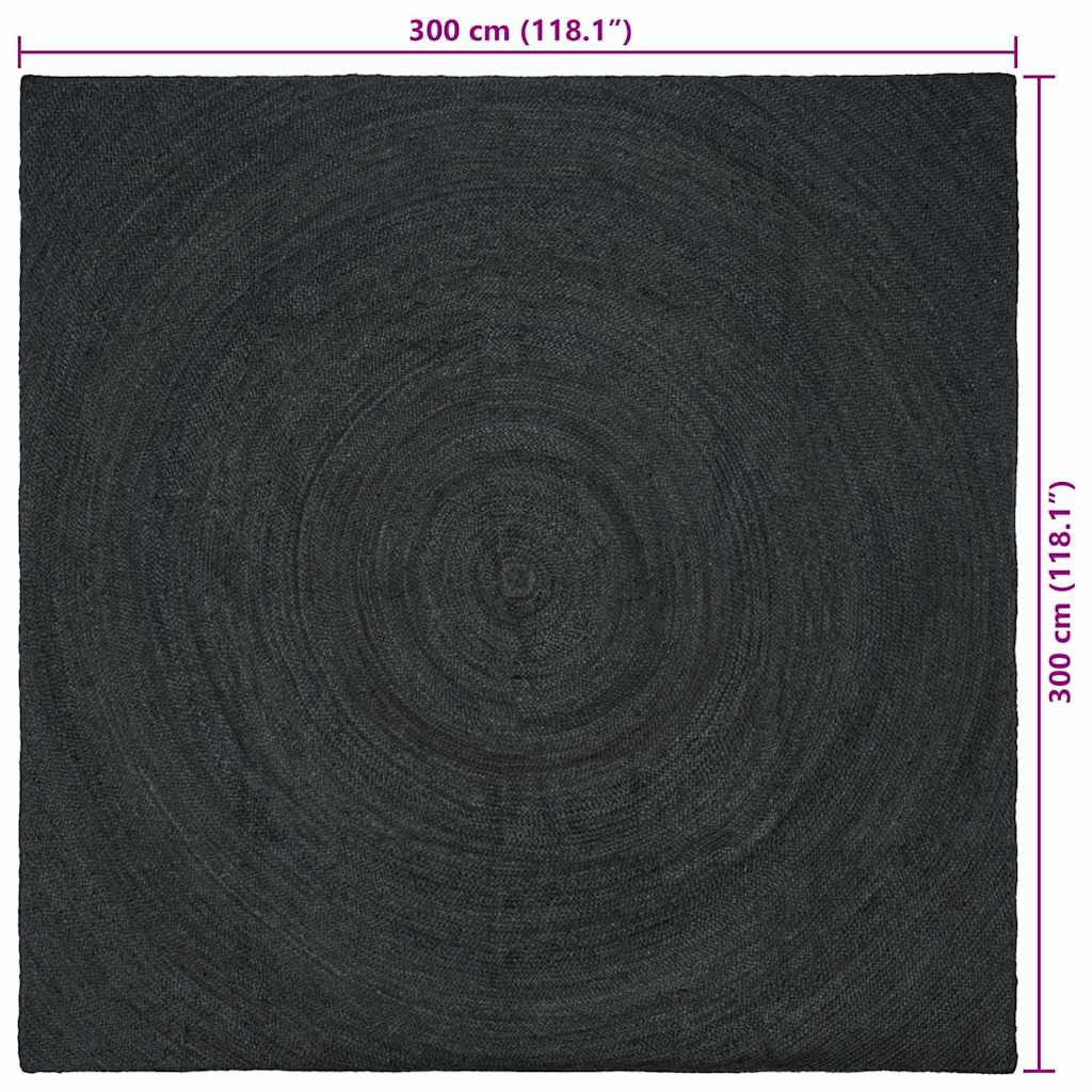 Tapis décoratif Carré Gris foncé 300 x 300 cm Jute