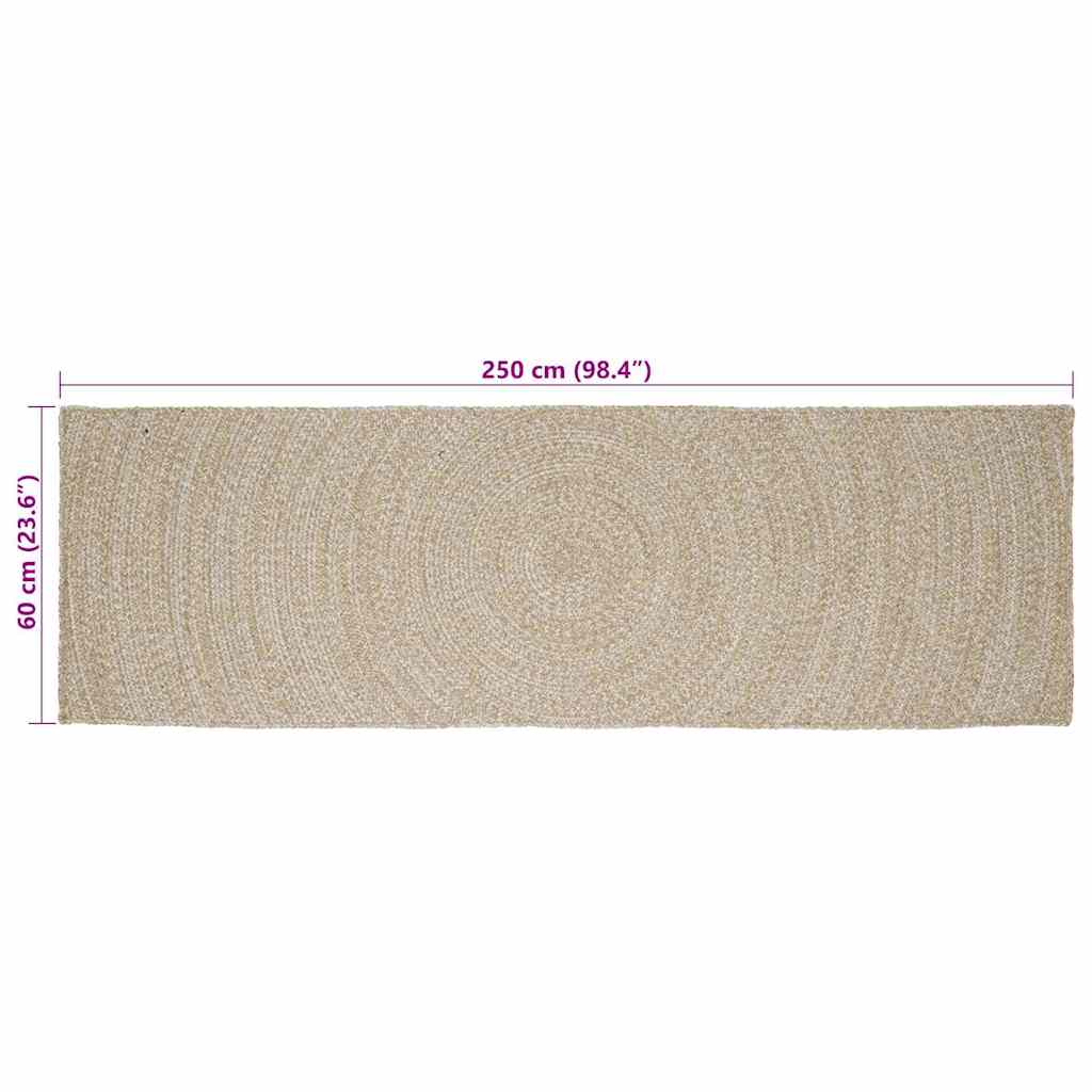 Area Rugs Natural and White 60 x 250 cm Jute