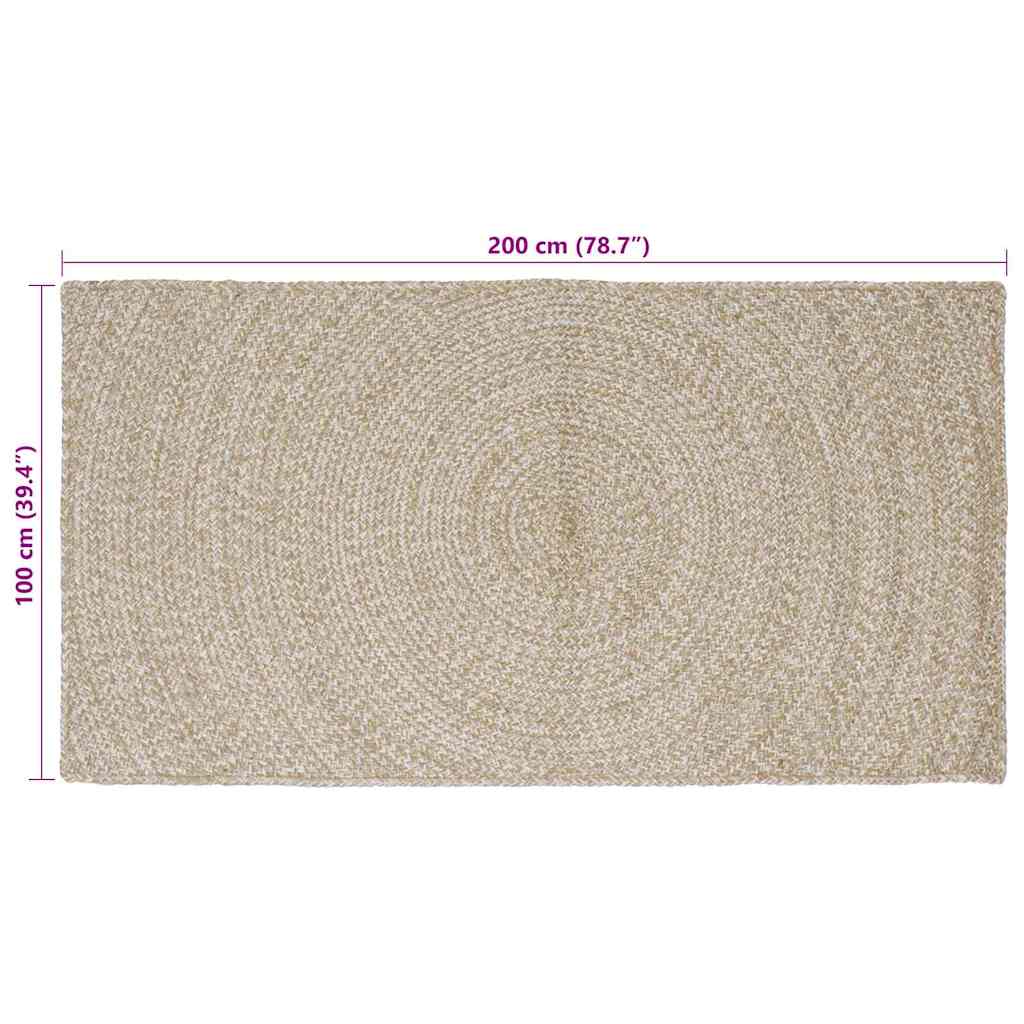 Area Rugs Natural and White 100 x 200 cm Jute