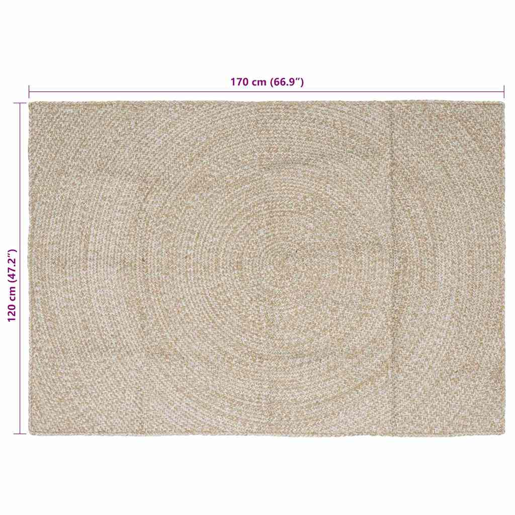 Area Rugs Natural and White 120 x 170 cm Jute