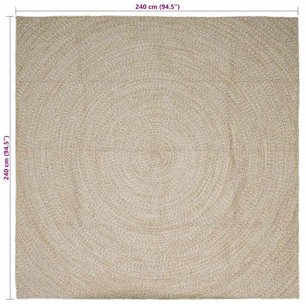 Area Rugs Natural and White 240 x 240 cm Jute