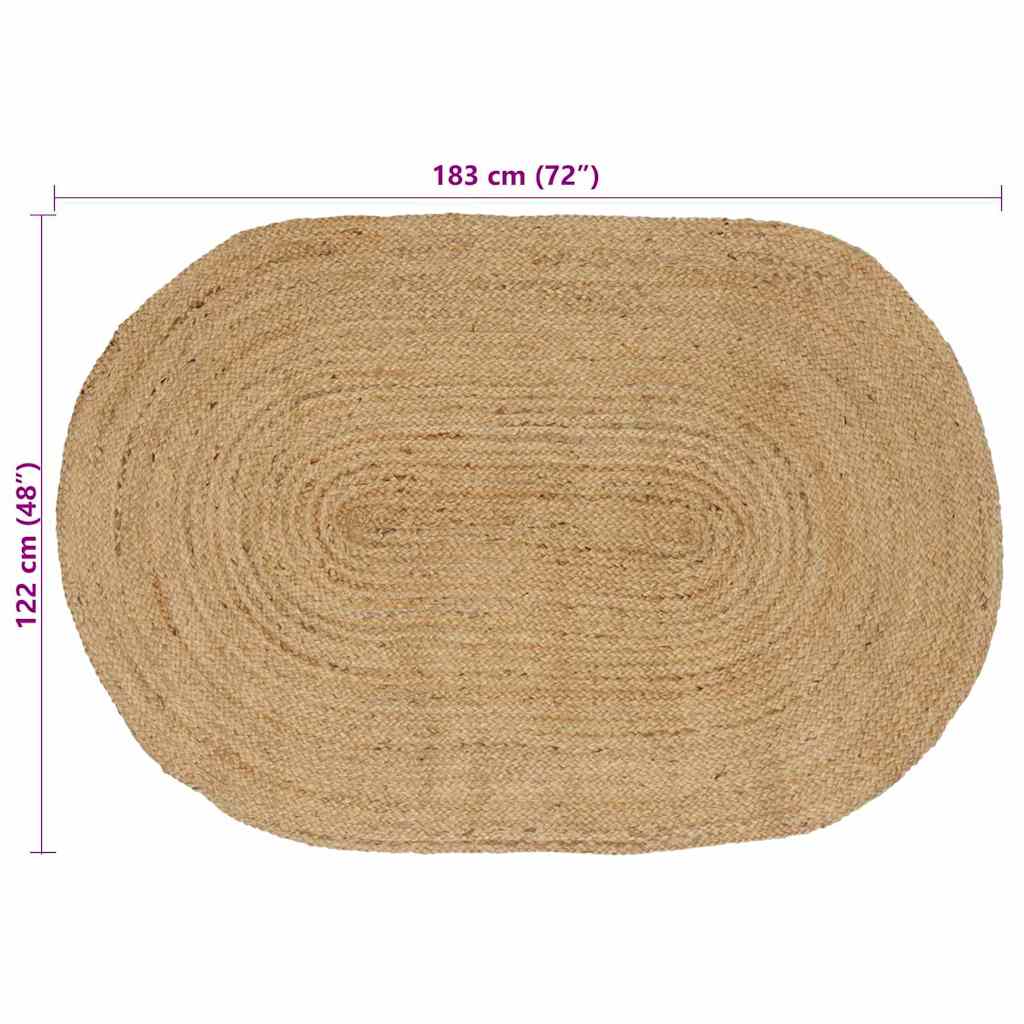 Bereichsteppiche Oval Natur 122 x 183 cm Jute