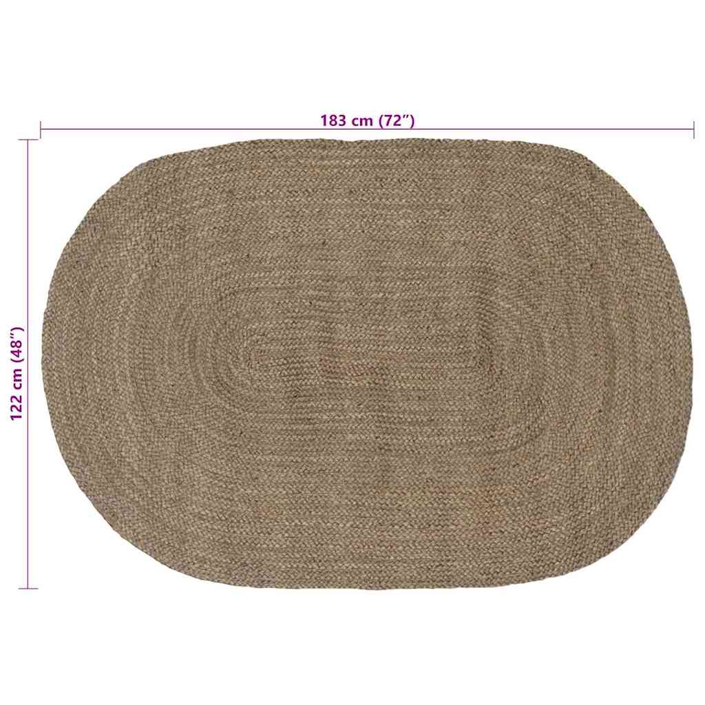 Tapis d'appoint ovales gris 122 x 183 cm jute