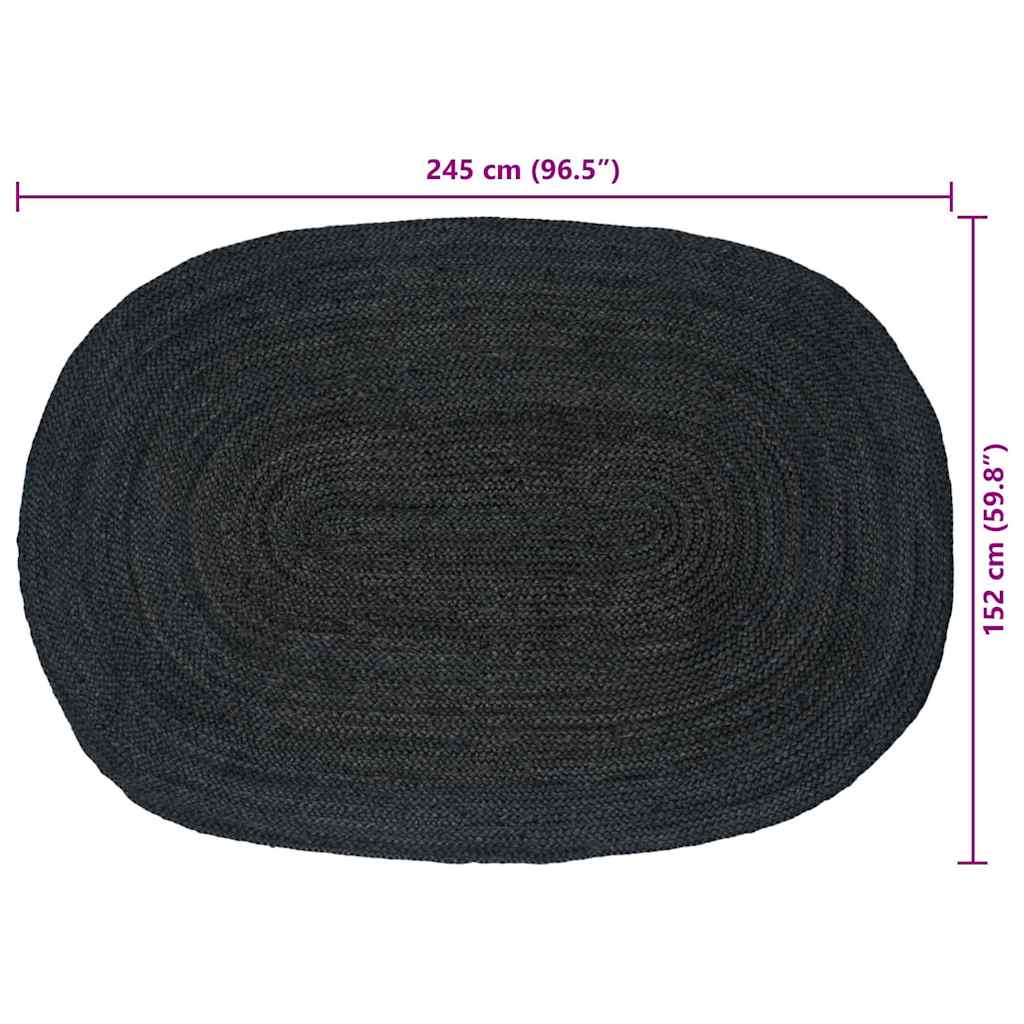 Tapis de chambre ovales noirs 152 x 245 cm Jute