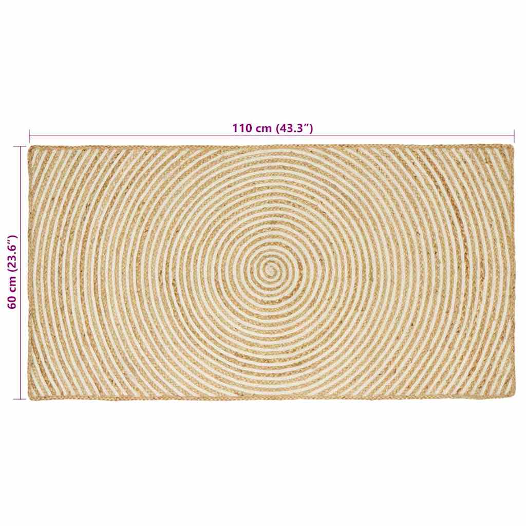 Rug Natural and White 60 x 110 cm Jute