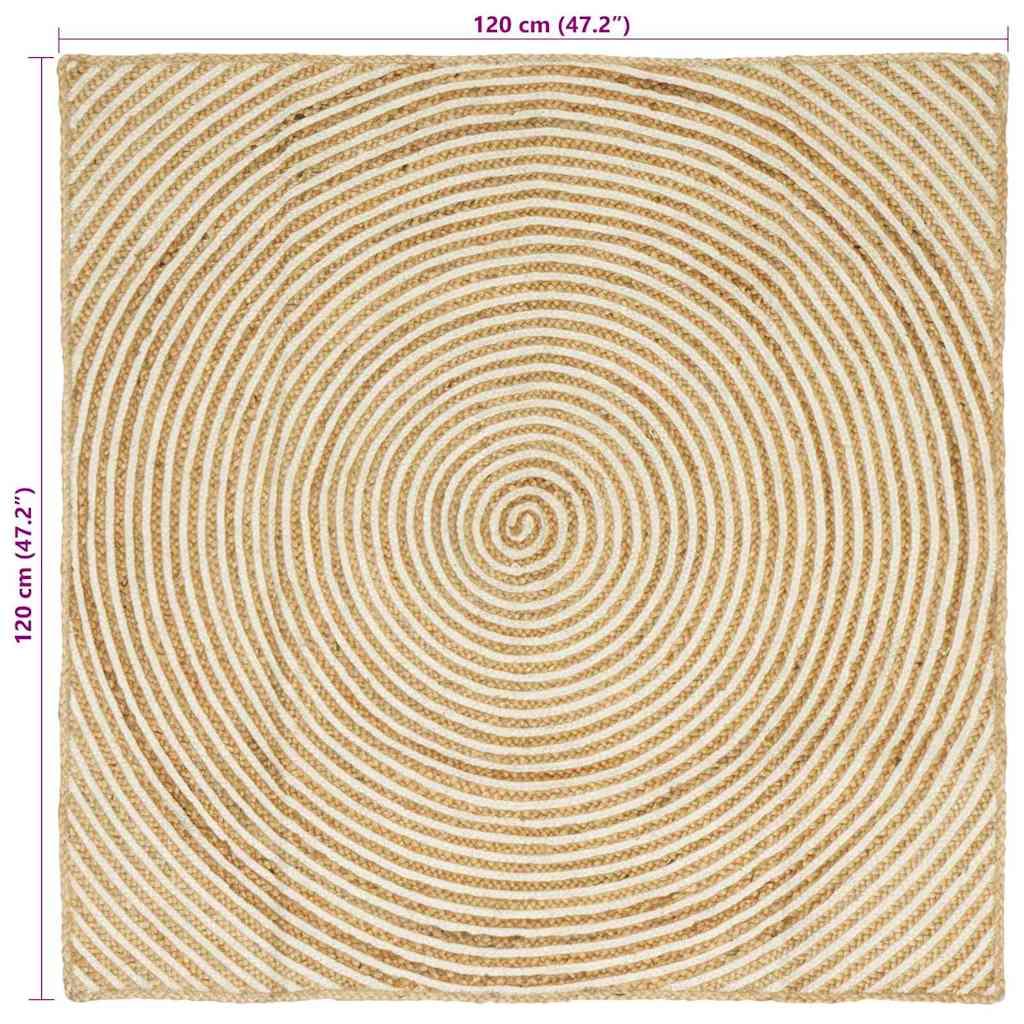 Teppich Natürlich und Weiß 120 x 120 cm Jute
