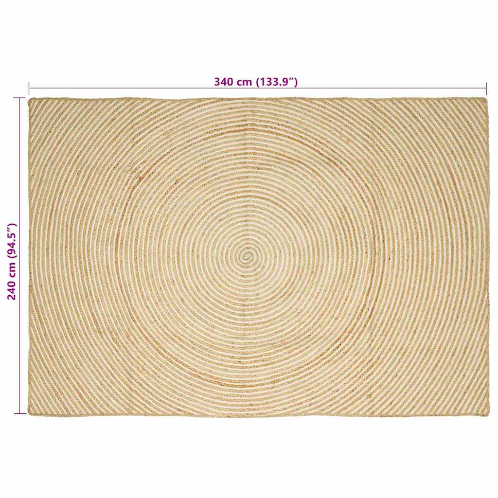 Carpet Natural and White 240 x 340 cm Jute