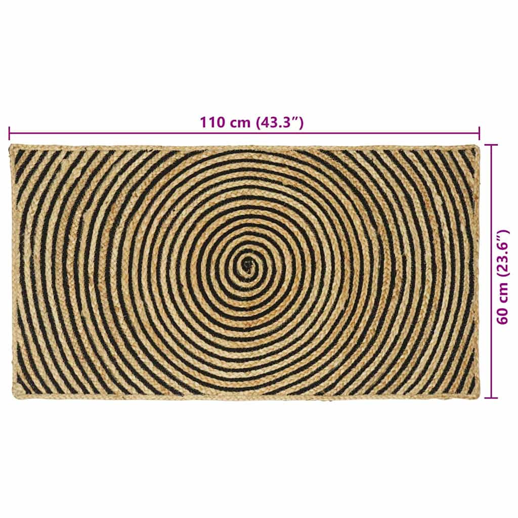 Tapis Naturel et Noir 60 x 110 cm Jute