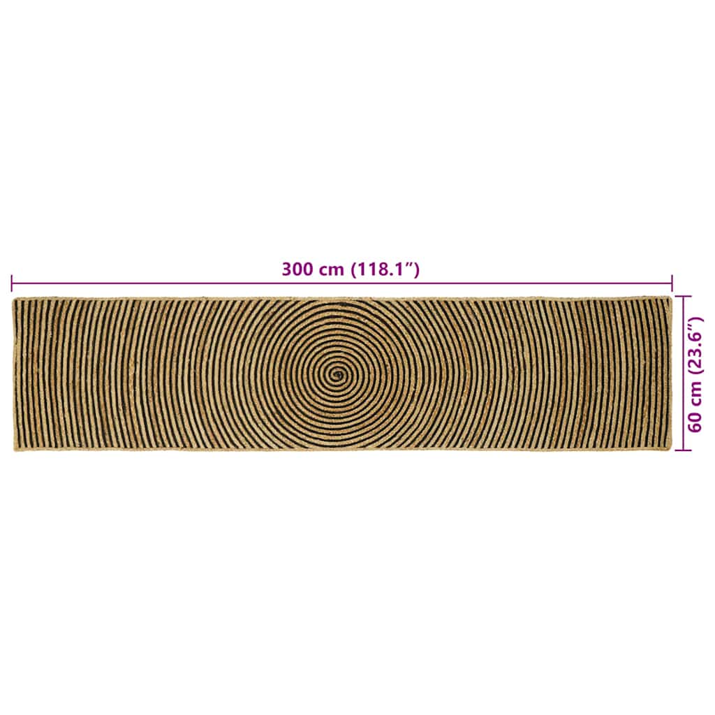 Tapis Naturel et Noir 60 x 300 cm Jute