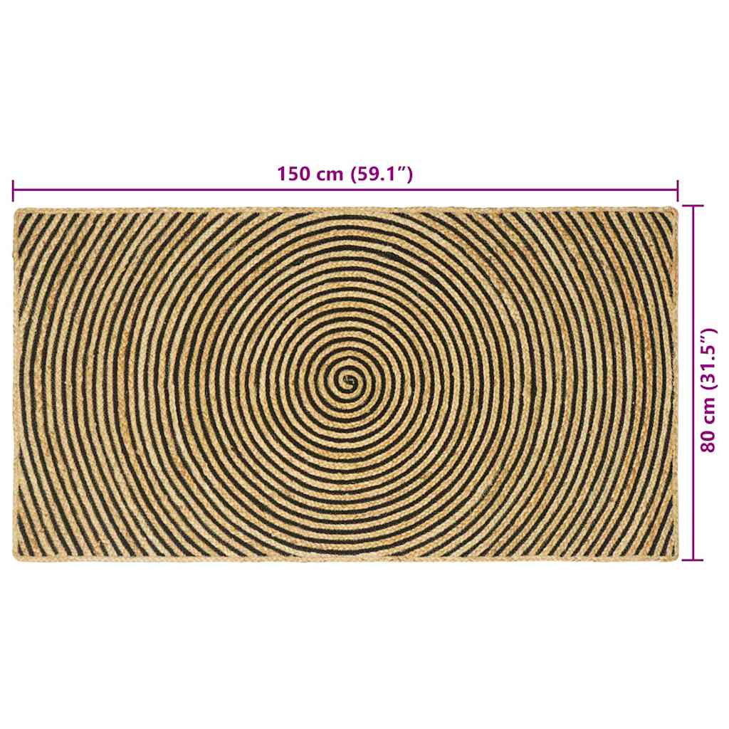 Tapis Naturel et Noir 80 x 150 cm Jute