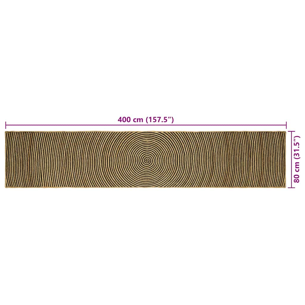 Tapis Naturel et Noir 80 x 400 cm Jute