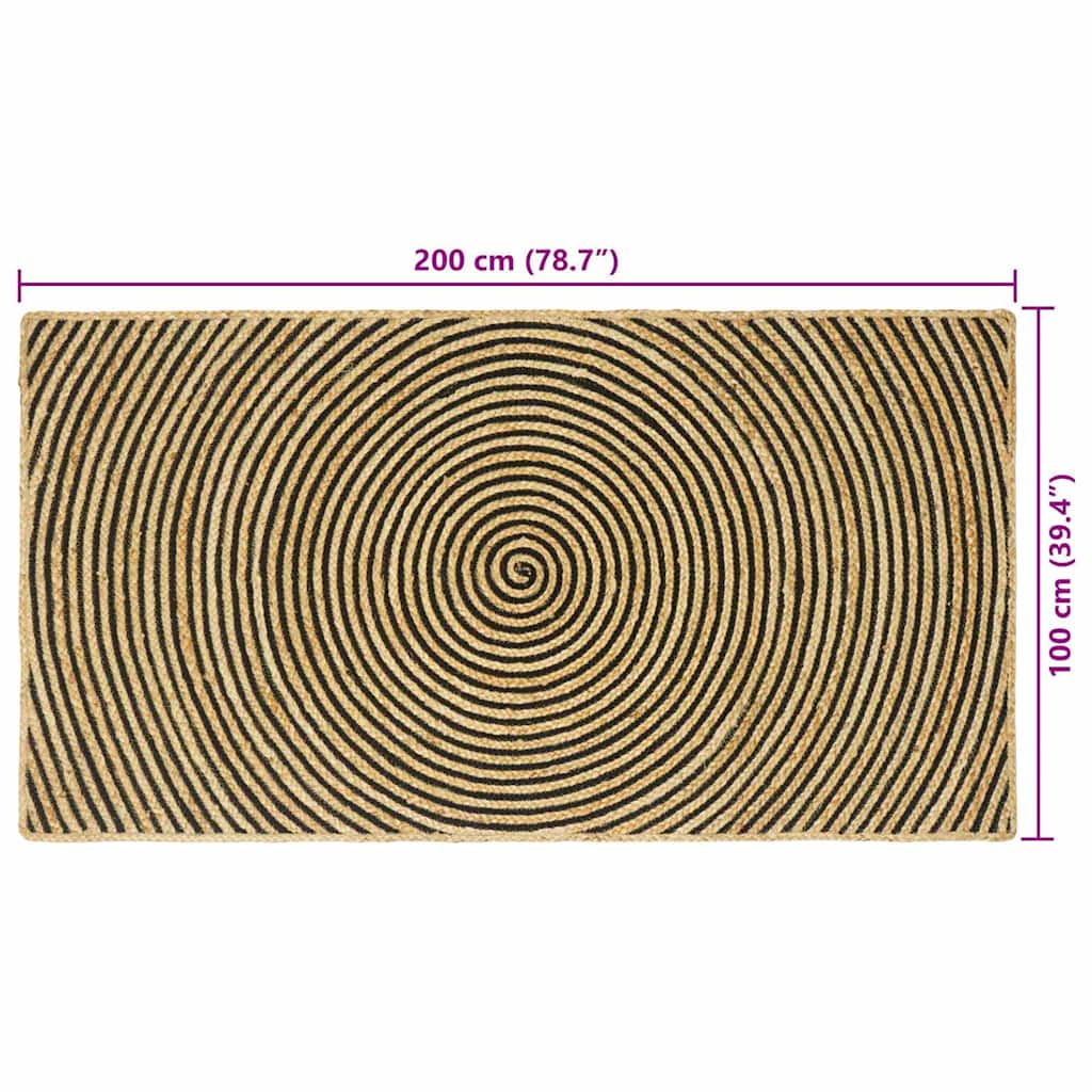 Rug Natural and Black 100 x 200 cm Jute